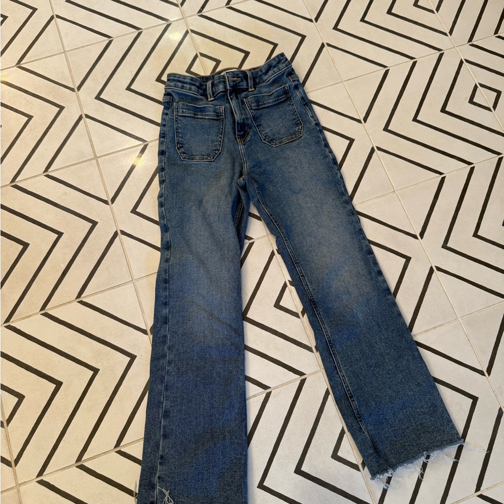 Zara Dark Blue, Flared, Cropped Jeans